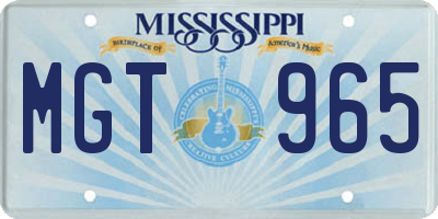 MS license plate MGT965