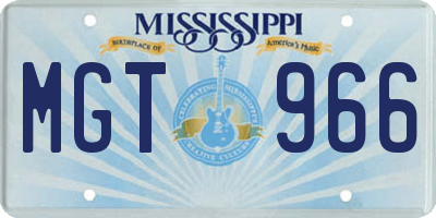 MS license plate MGT966