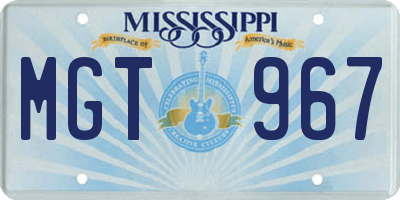 MS license plate MGT967