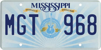 MS license plate MGT968