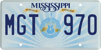 MS license plate MGT970