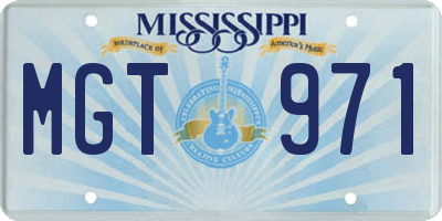 MS license plate MGT971