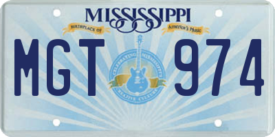 MS license plate MGT974
