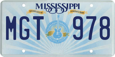 MS license plate MGT978