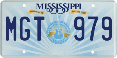 MS license plate MGT979
