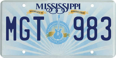 MS license plate MGT983