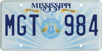 MS license plate MGT984