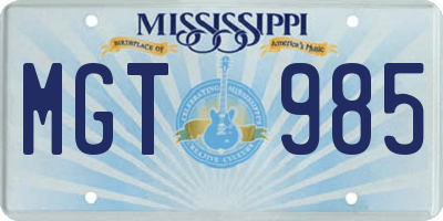 MS license plate MGT985