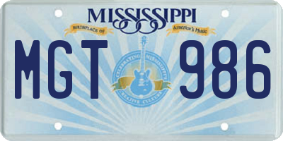 MS license plate MGT986