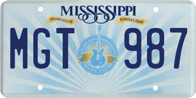 MS license plate MGT987