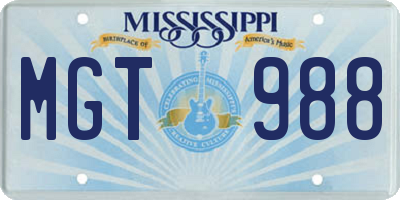 MS license plate MGT988