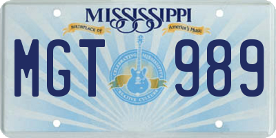 MS license plate MGT989