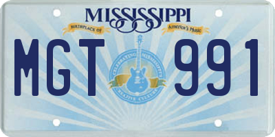 MS license plate MGT991
