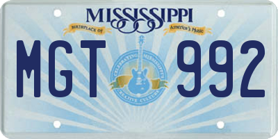 MS license plate MGT992