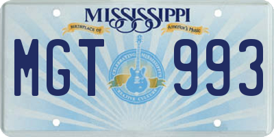 MS license plate MGT993