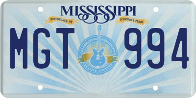 MS license plate MGT994