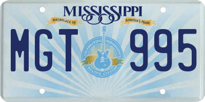 MS license plate MGT995
