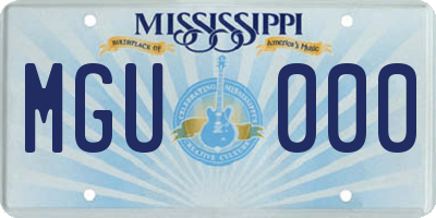 MS license plate MGU000