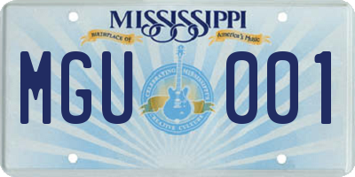 MS license plate MGU001