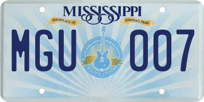 MS license plate MGU007