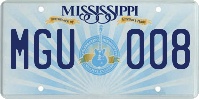 MS license plate MGU008