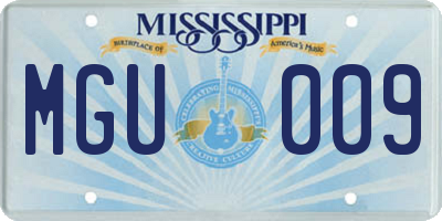 MS license plate MGU009