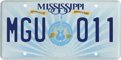 MS license plate MGU011