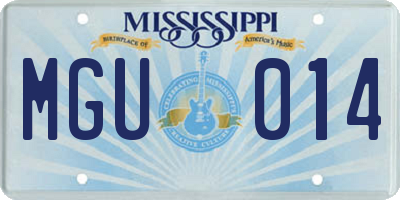 MS license plate MGU014