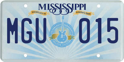 MS license plate MGU015