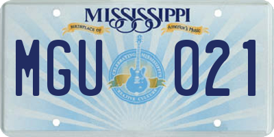 MS license plate MGU021