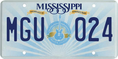 MS license plate MGU024