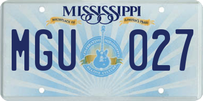 MS license plate MGU027