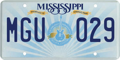 MS license plate MGU029