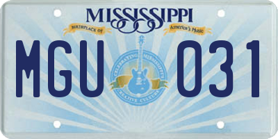 MS license plate MGU031