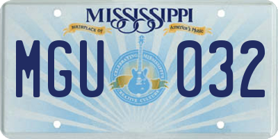 MS license plate MGU032