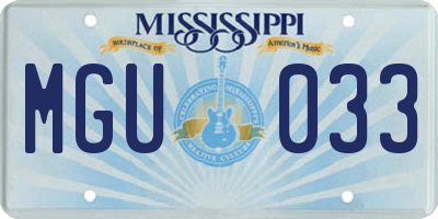 MS license plate MGU033