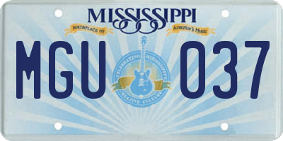 MS license plate MGU037