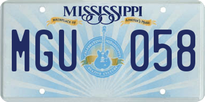 MS license plate MGU058