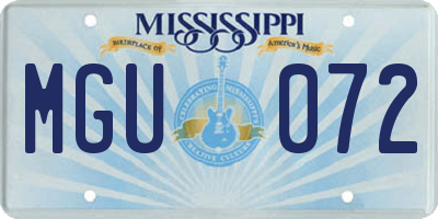 MS license plate MGU072