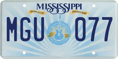 MS license plate MGU077
