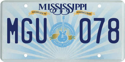 MS license plate MGU078