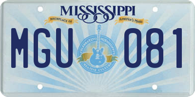 MS license plate MGU081