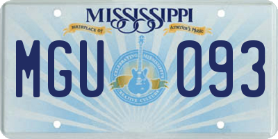 MS license plate MGU093