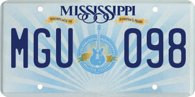MS license plate MGU098