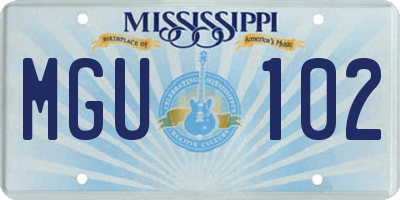 MS license plate MGU102