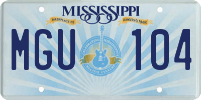 MS license plate MGU104