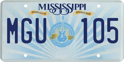 MS license plate MGU105
