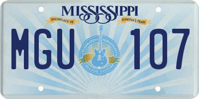 MS license plate MGU107