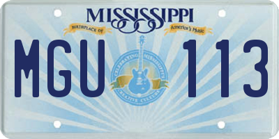 MS license plate MGU113
