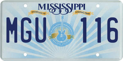MS license plate MGU116